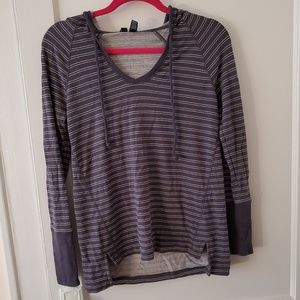 Cynthia Rowley gray striped hoodie top soft XS